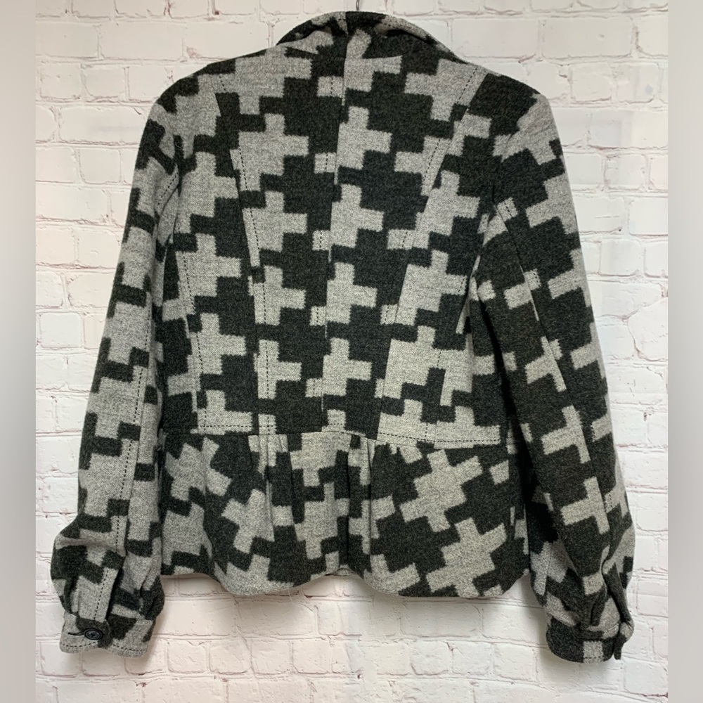 Anthropologie Hazel Gray Black Geometric Peplum Jacket Size L - Picture 6 of 6
